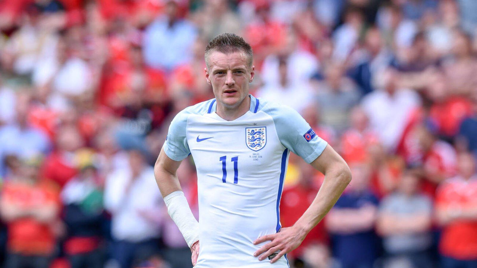 Jamie Vardy (England) ; June 16; 2016- Football : Uefa Euro France 2016 Group Stage-MD2 ; Group B, Match 16 ; match between England 2-1 Wales at Stade Bollaert-Delelis