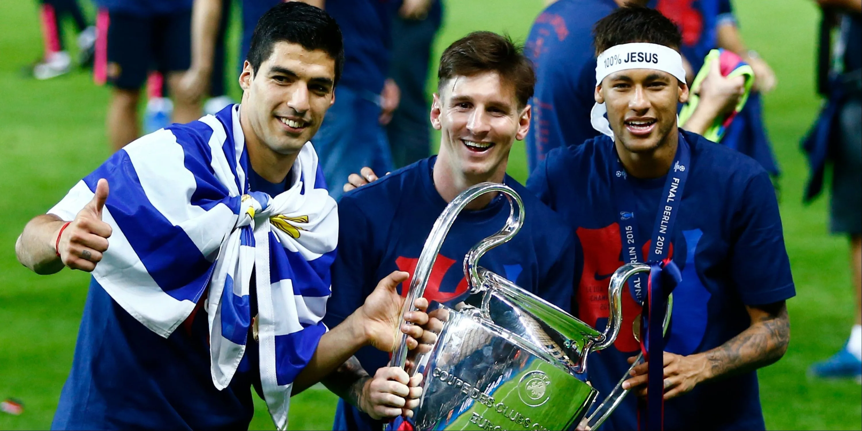 Đội hình Barcelona ăn mừng chức vô địch La Liga