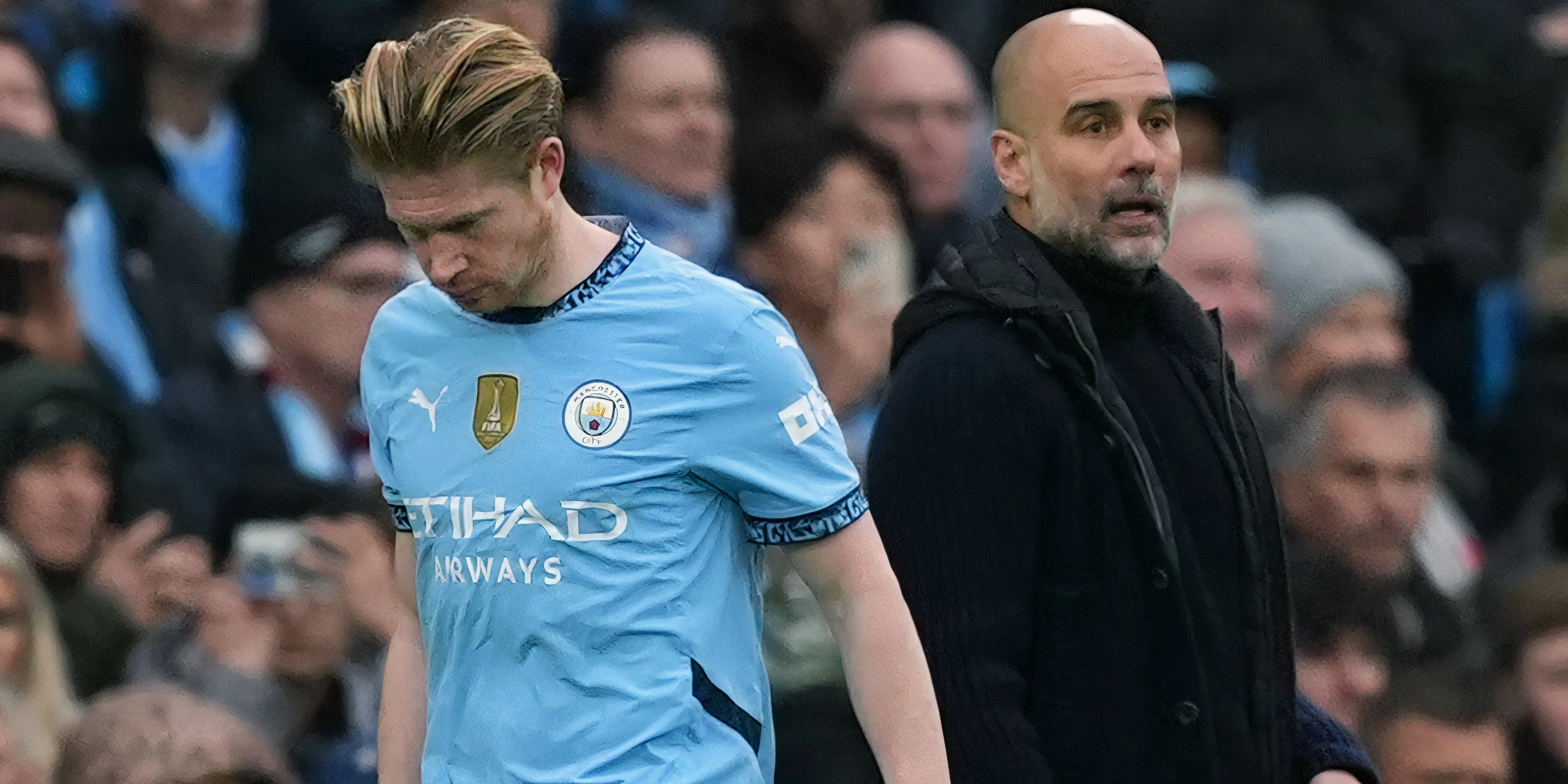 Kevin De Bruyne và HLV Pep Guardiola tại Man City đối mặt với tin đồn chuyển nhượng