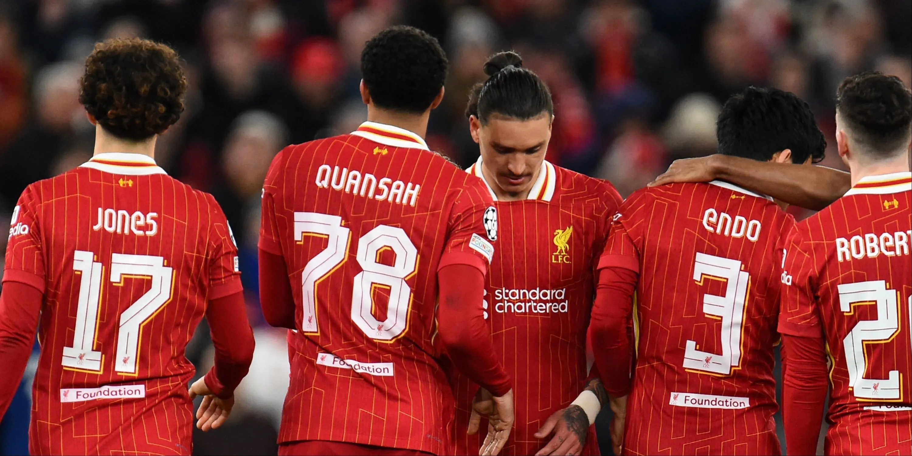 Jarell Quansah (thứ hai từ trái) trong màu áo Liverpool - mục tiêu khác của Forest