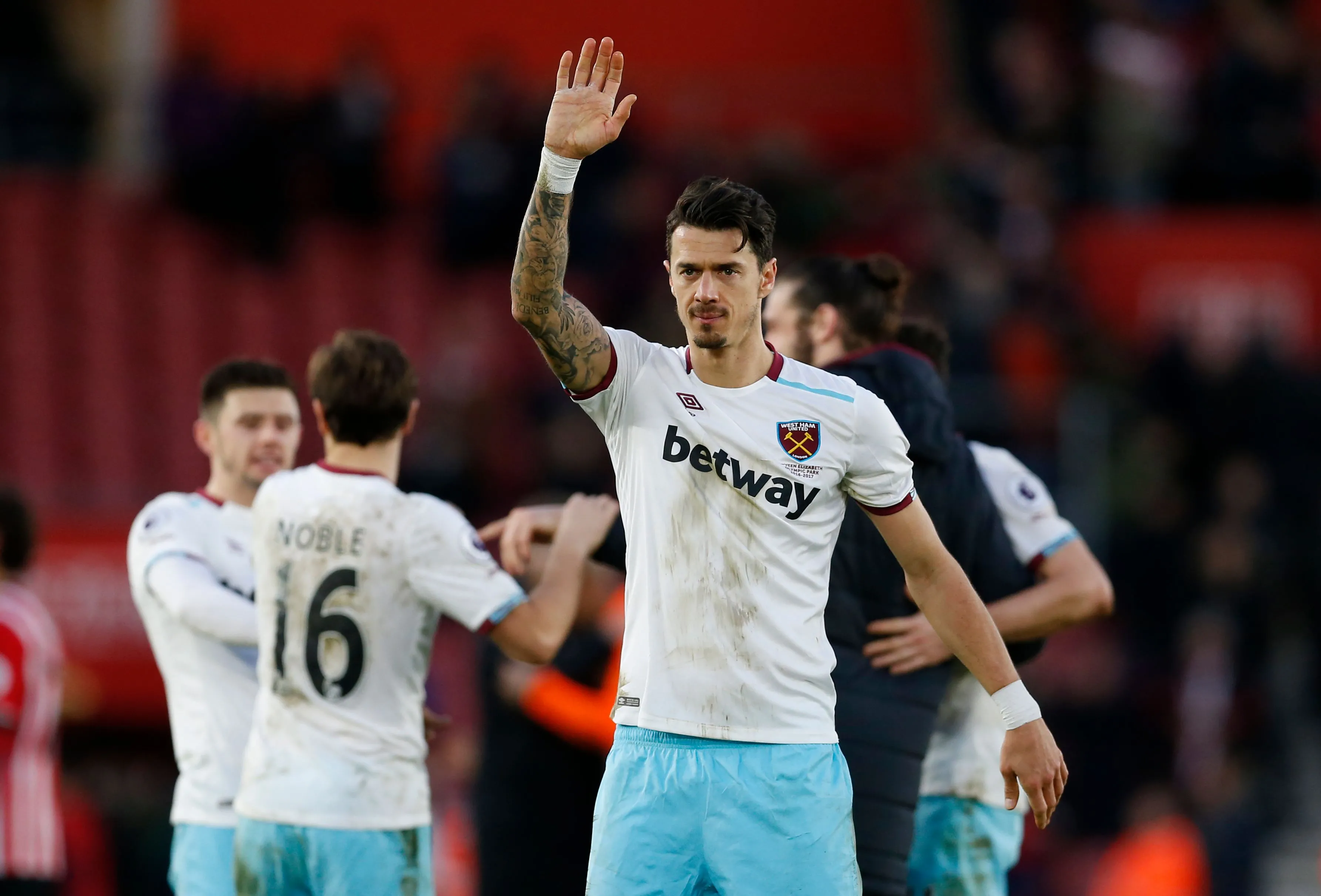 Jose Fonte trong màu áo West Ham United sau khi rời Southampton
