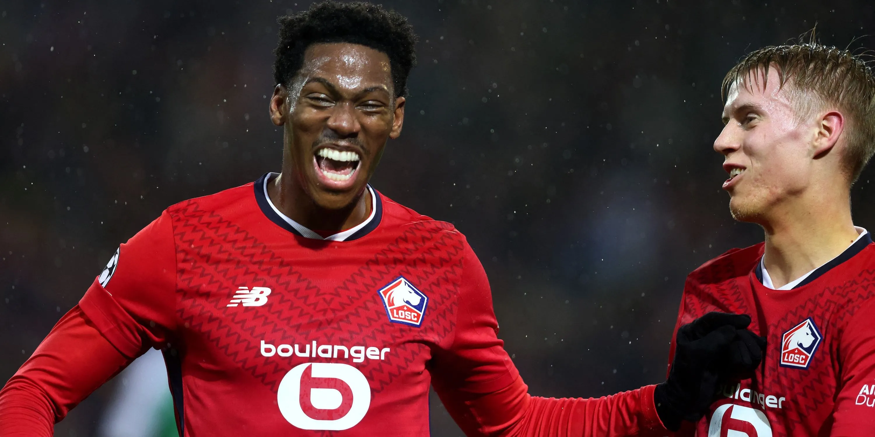 Tiền đạo Jonathan David ăn mừng bàn thắng cho Lille