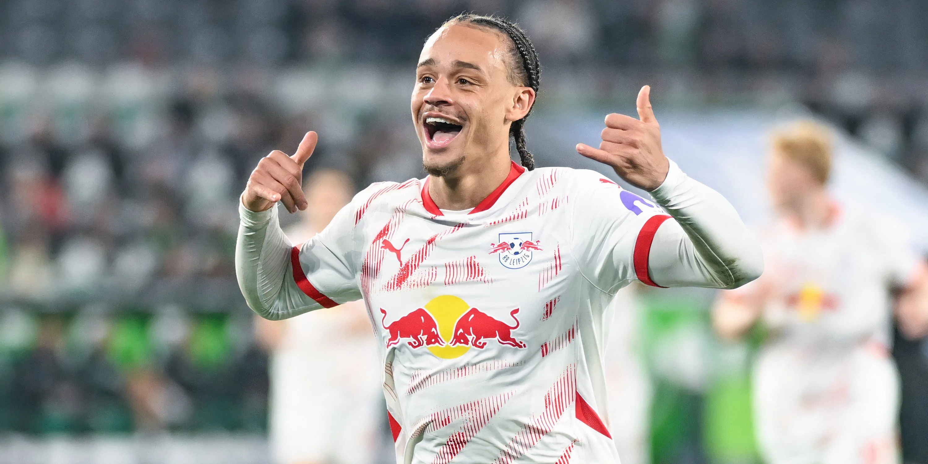 Xavi Simons ăn mừng bàn thắng cho RB Leipzig