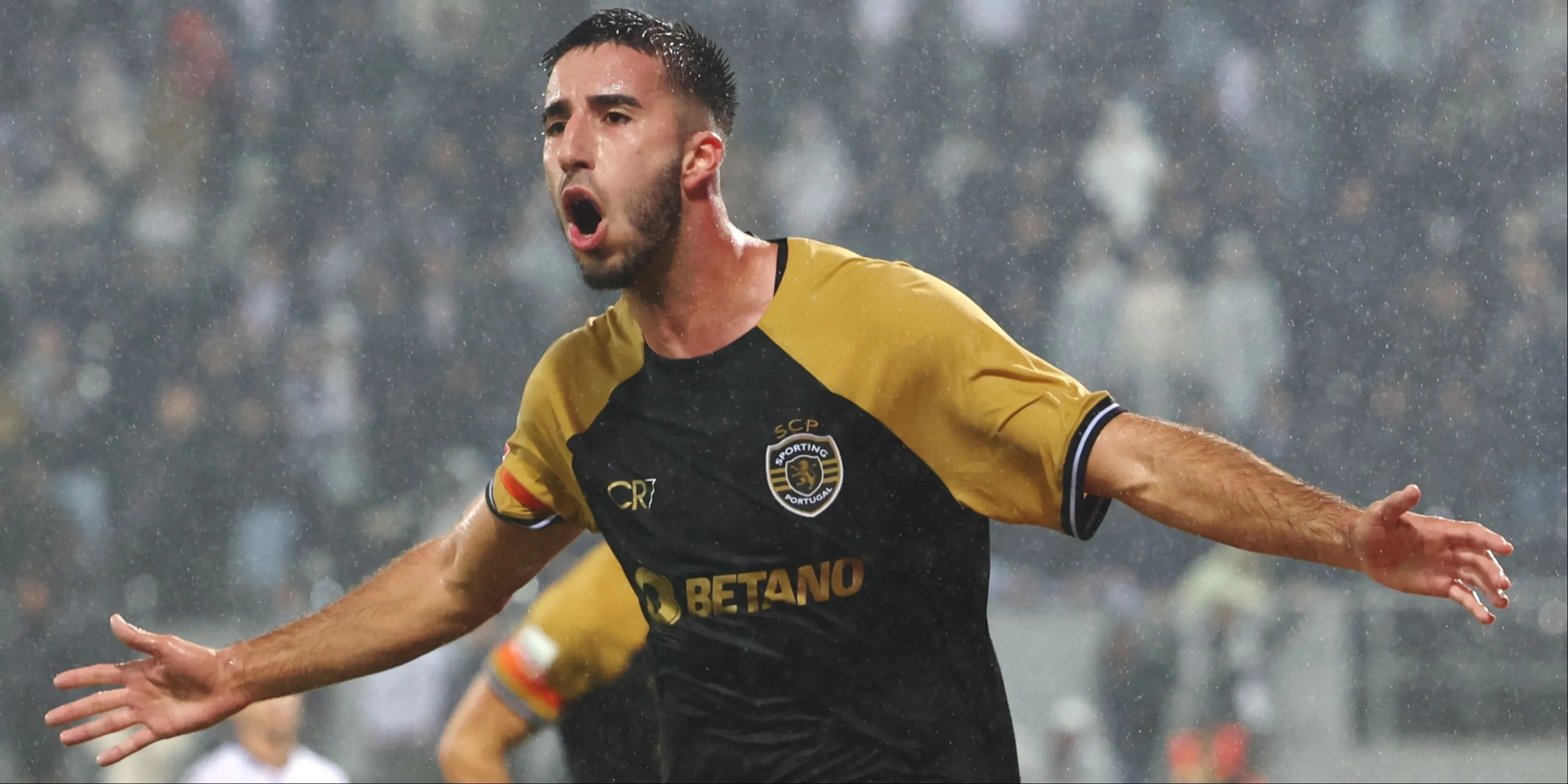 Goncalo Inacio ăn mừng bàn thắng cho Sporting Lisbon, hậu vệ tài năng được MU theo đuổi