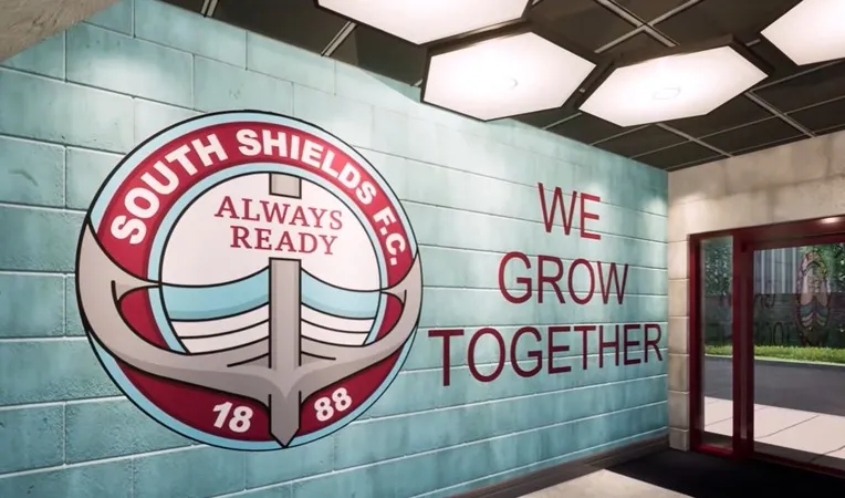 Cổng vào sân Mariners Park, chào đón người hâm mộ South Shields FC