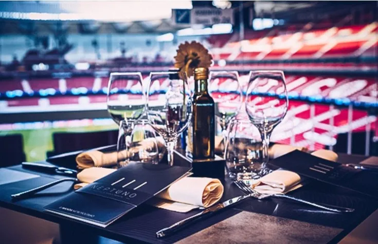 Khu vực phòng VIP sang trọng và hiện đại tại Estadio Metropolitano, Atletico Madrid.
