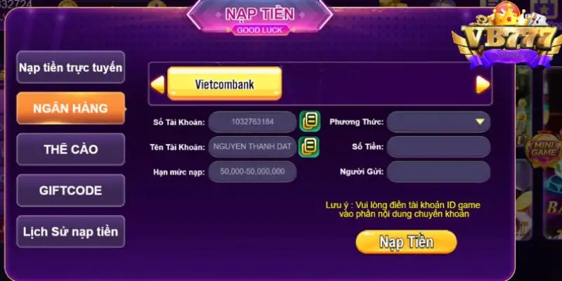 Nạp tiền VB777 – Hướng dẫn chi tiết và những điều cần biết