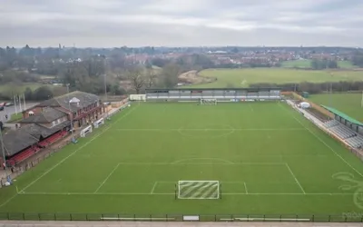 Sân vận động Blackwell Meadows nhìn từ trên cao, sân nhà của Darlington FC