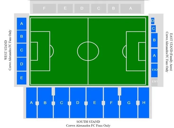Sơ đồ bố trí các khán đài tại Alexandra Stadium