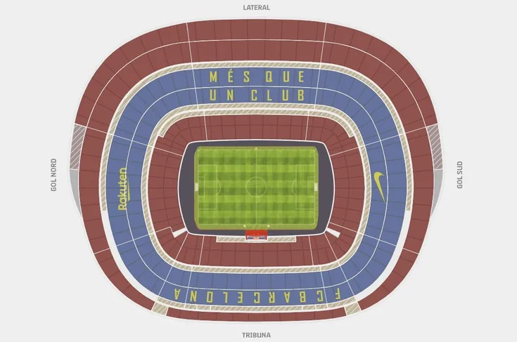 Sơ đồ chỗ ngồi chi tiết của sân vận động Camp Nou, hướng dẫn vị trí khán giả