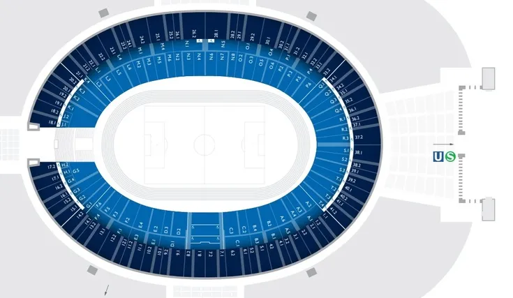 Sơ đồ chỗ ngồi chi tiết sân Olympiastadion Berlin cho người hâm mộ