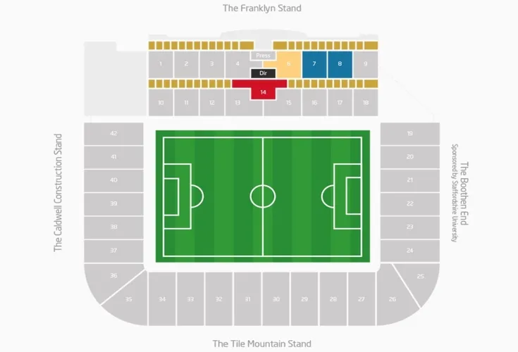 Sơ đồ chỗ ngồi sân Bet365 Stadium của Stoke City, hướng dẫn vị trí khán đài