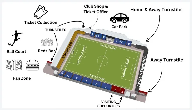 Sơ đồ chỗ ngồi sân Broadfield Stadium