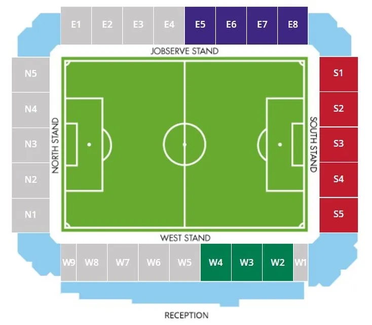 Sơ đồ chỗ ngồi sân vận động JobServe Community của Colchester United