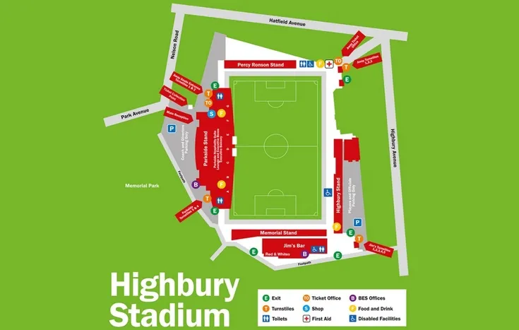 Sơ đồ khán đài sân Highbury của Fleetwood Town chi tiết