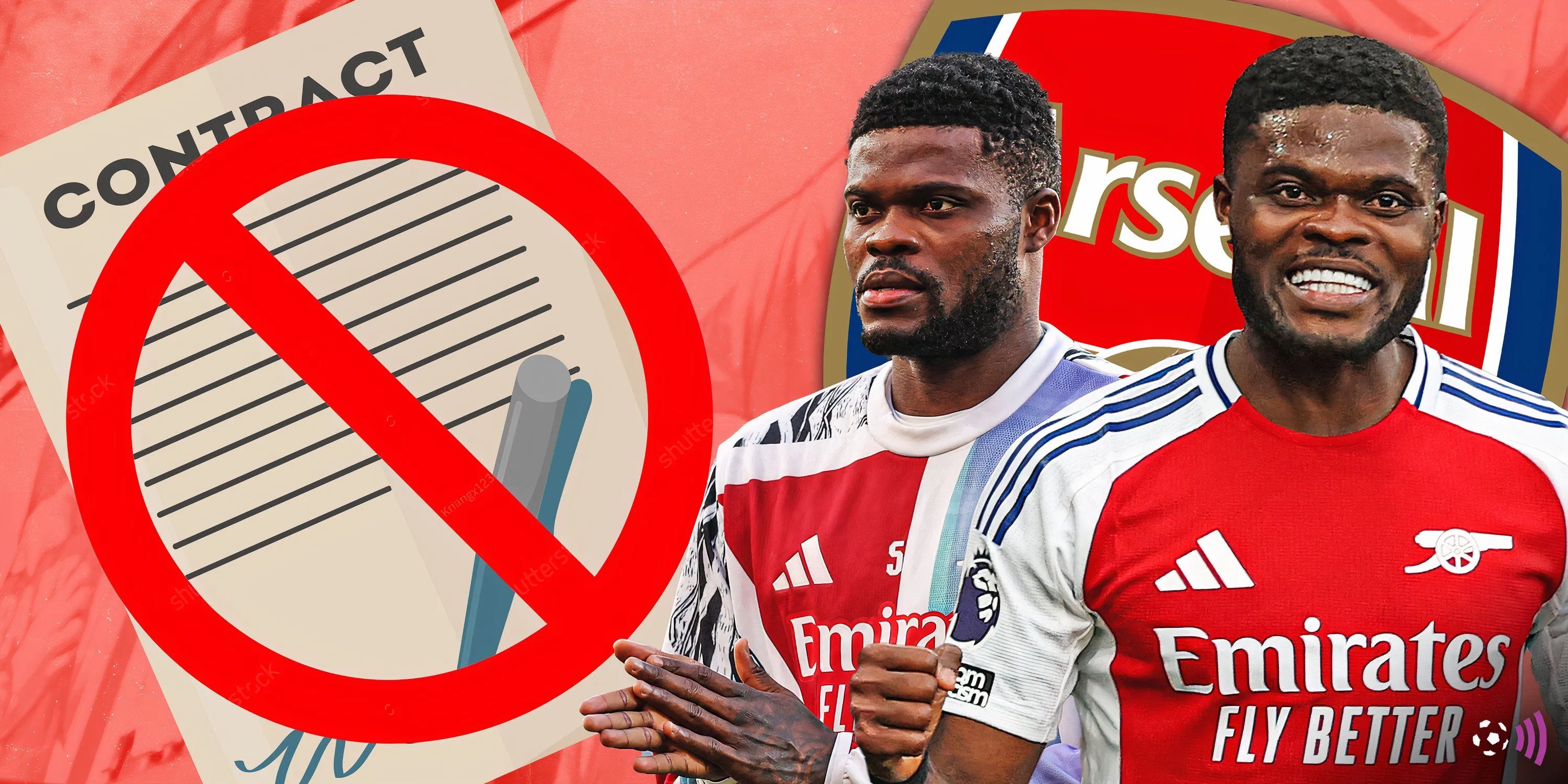 Thomas Partey trong màu áo Arsenal đối đầu với các cầu thủ khác trên sân cỏ