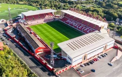 Toàn cảnh sân vận động Oakwell nhìn từ trên cao, biểu tượng của Barnsley FC