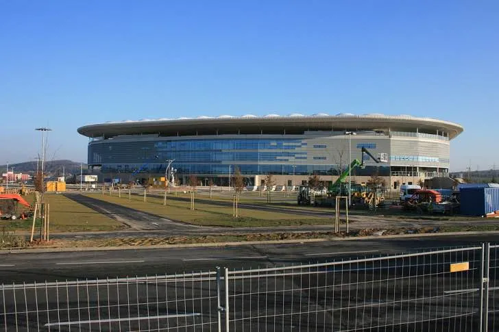 Tổng quan sân Rhein-Neckar-Arena đang trong quá trình xây dựng.