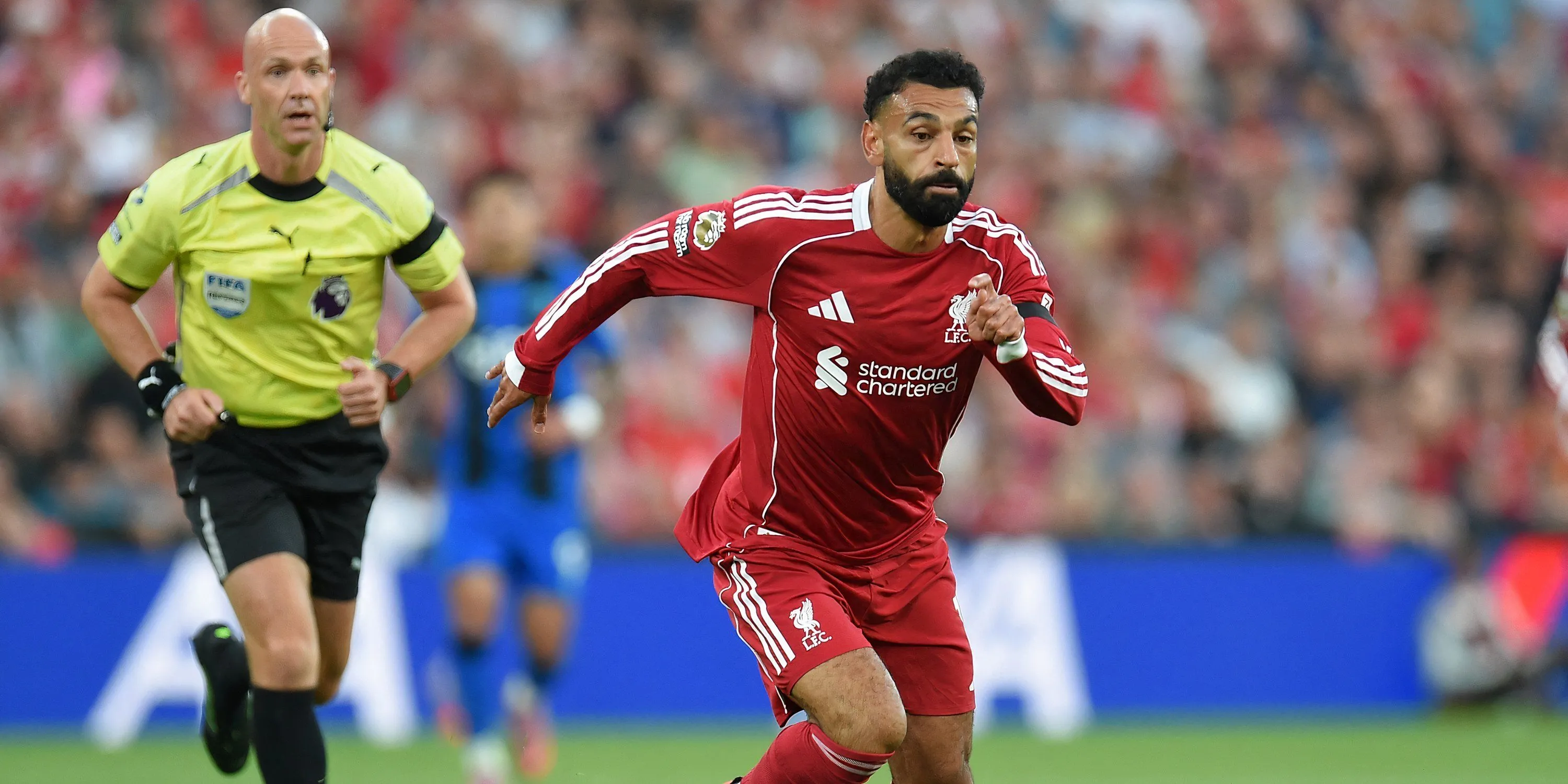 Mohamed Salah ăn mừng bàn thắng, góp công vào chiến thắng ra quân của Liverpool tại Premier League