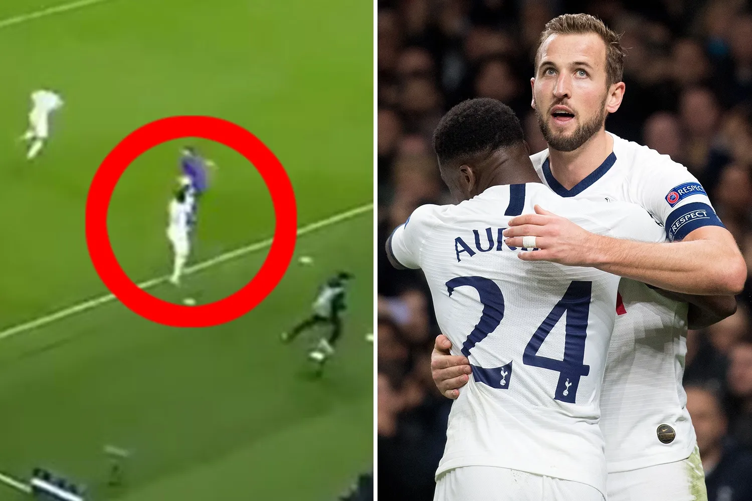 Pha ném biên nhanh của Serge Aurier giúp Tottenham mở cơ hội cho Harry Kane trong trận gặp Olympiacos (ảnh minh họa góc tấn công từ ném biên).