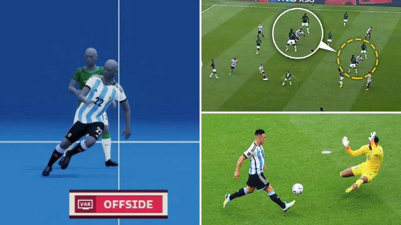 Tình huống nổi tiếng của Lautaro Martinez tại World Cup 2022 khi pha lập công bị từ chối vì việt vị.
